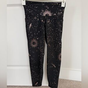Old Navy Black Leggings with Gold Celestial Print
